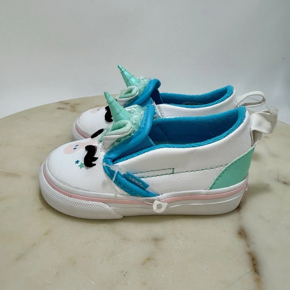 Vans Toddler Classic Slip-on Unicorn- Blue Atoll/ Iridescent , Size 4.5